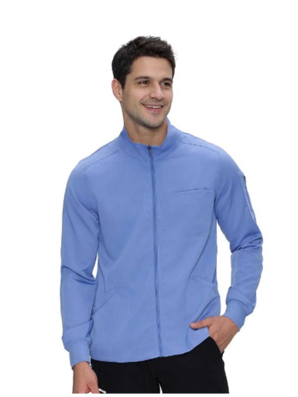 Cozyfit Blue Scrub Jacket Men's Zip Front Medical Jacket Size Medium